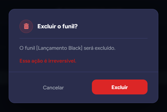 Confirmação "Excluir o funil?"